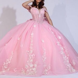Chic Pink Floral Ball Gown